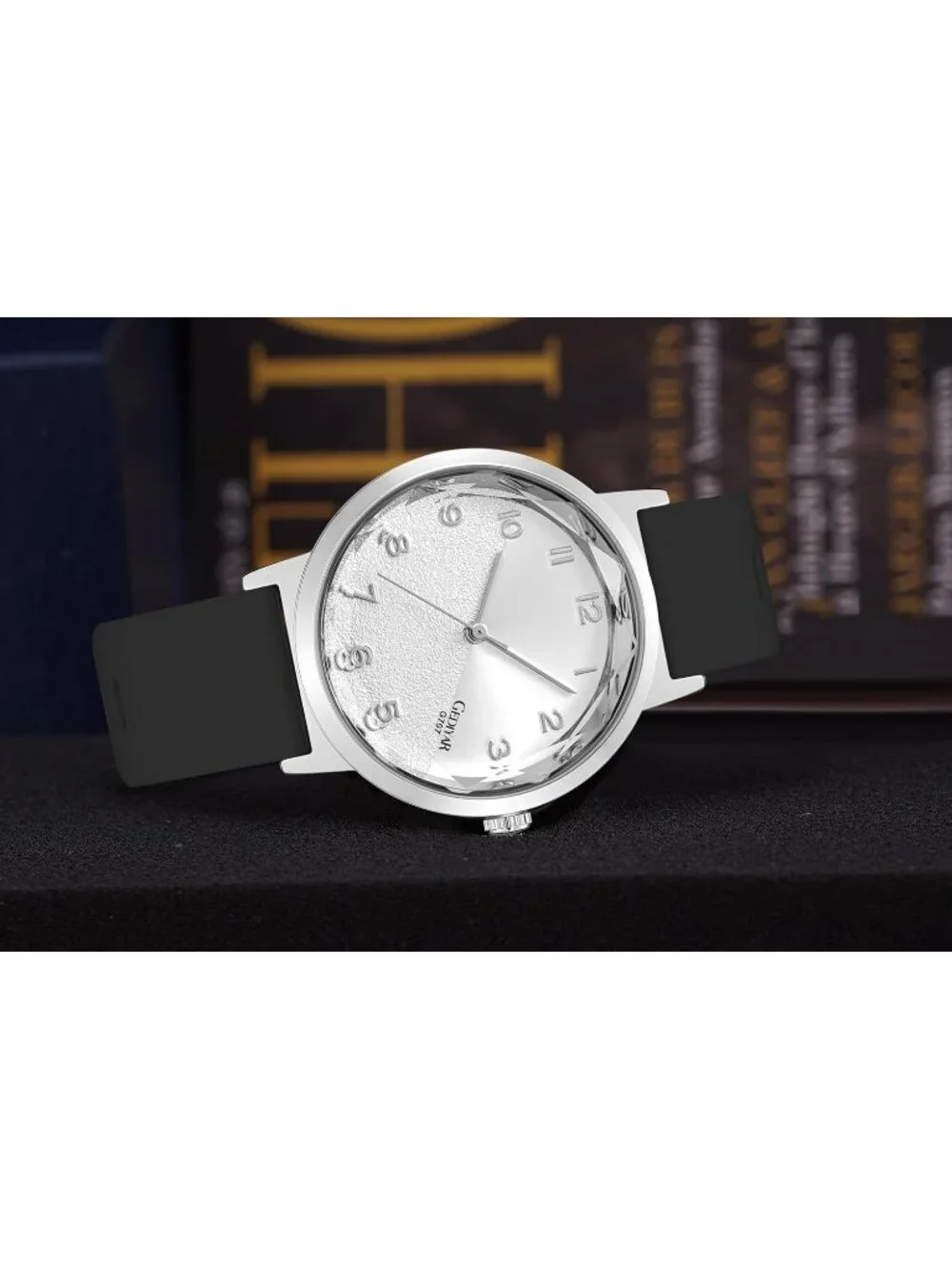 Women's Black Silver Analog Quartz Silicone Timepiece Waterproof Casual Watch
